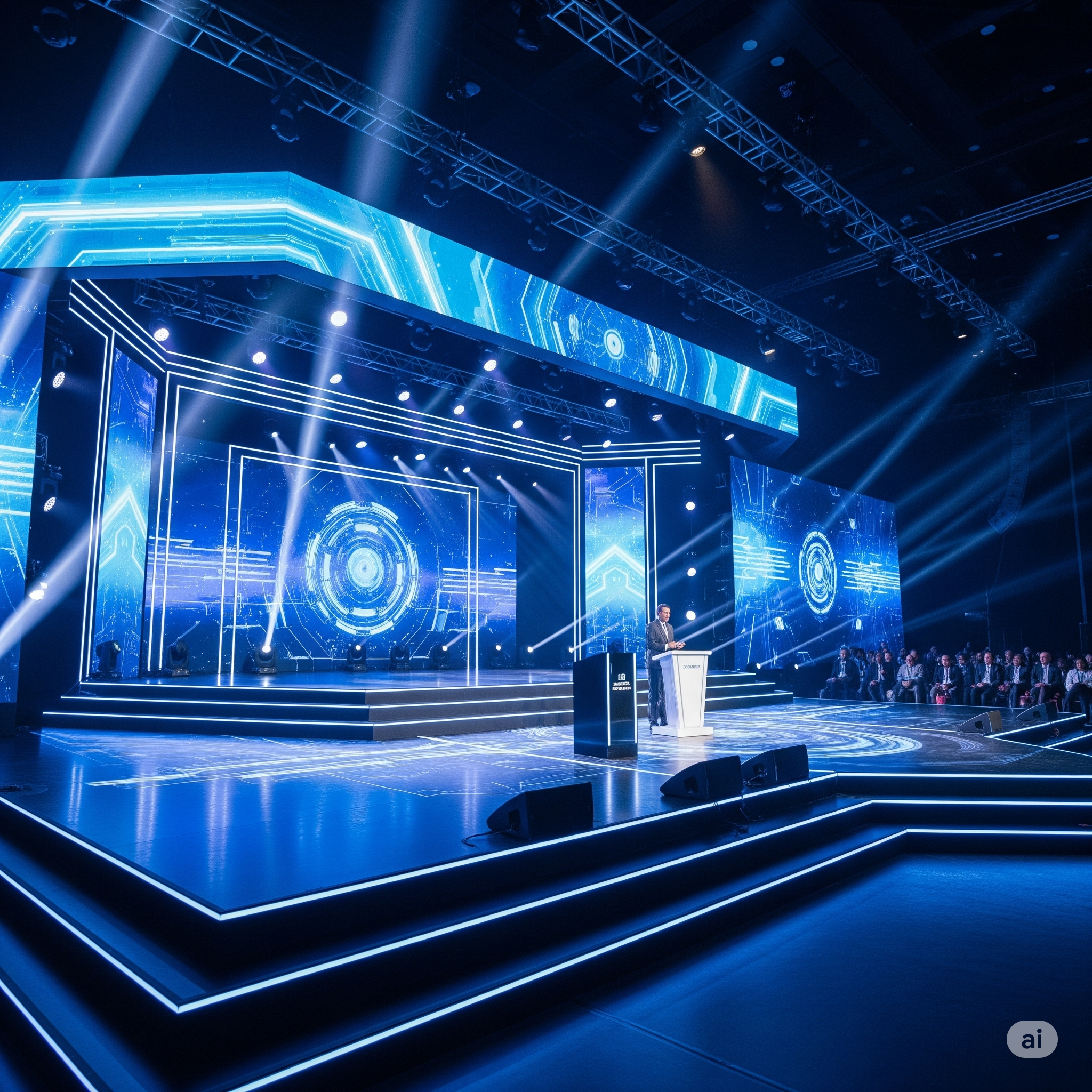 High-tech corporate event stage